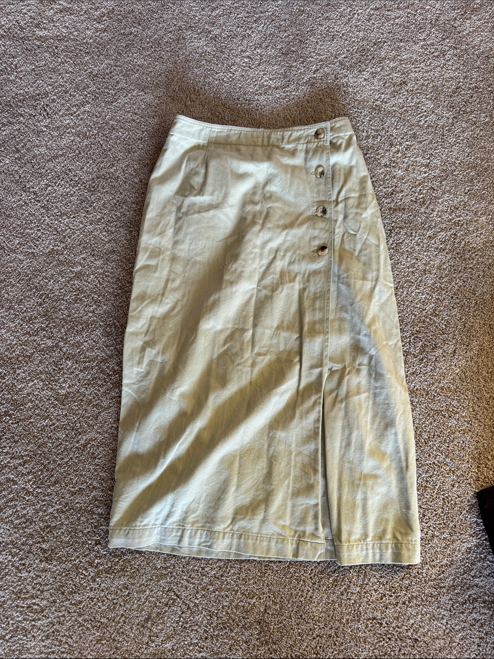 White Stag Light Olive Button-Front Midi Skirt